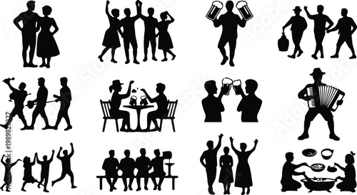 Lederhosen Silhouette Icon Collection Set