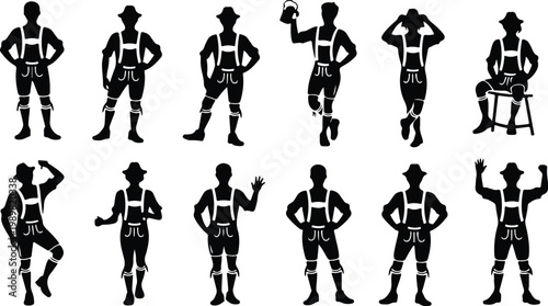 Lederhosen Silhouette Icon Collection Set