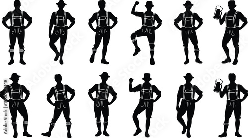 Lederhosen Silhouette Icon Collection Set