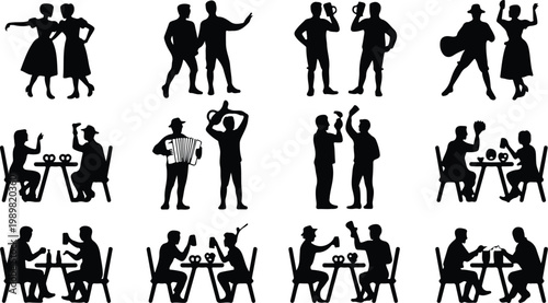 Lederhosen Silhouette Icon Collection Set