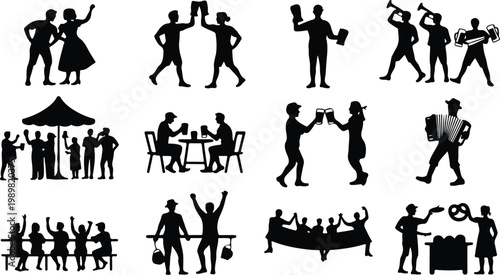 Lederhosen Silhouette Icon Collection Set