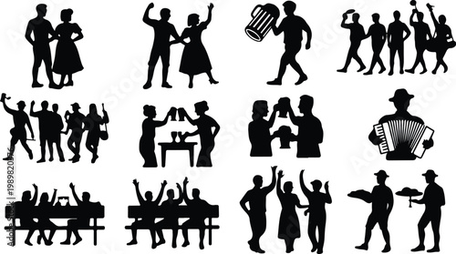 Lederhosen Silhouette Icon Collection Set