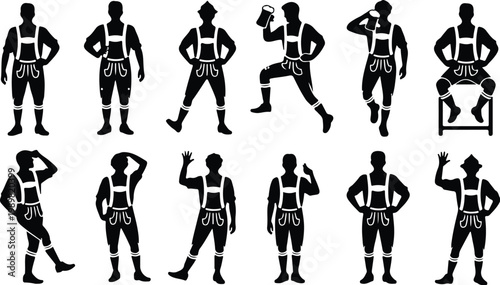 Lederhosen Silhouette Icon Collection Set