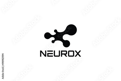 Neurox logo design with abstract black symbol