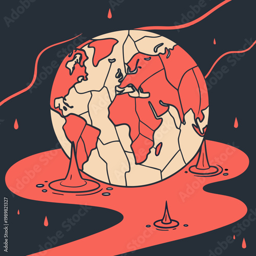 Abstract illustration of global warming and climate crisis with environment pollution illustration conceptual emergency sustainability conservation degradation temperature disaster geography