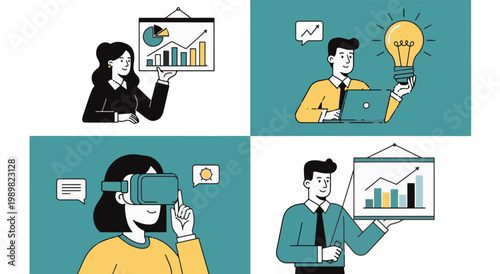 Business innovation and idea generation a modern illustration set