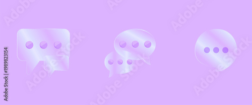 Abstract speech bubble messages icons with soft glass effect communication dialogue conversation discussion abstract interface