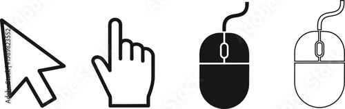 Computer cursor and mouse icons a black and white collection