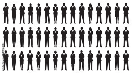 Silhouettes of businessmen standing together.