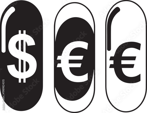 Currency symbol skateboards dollar and euro signs on deck designs