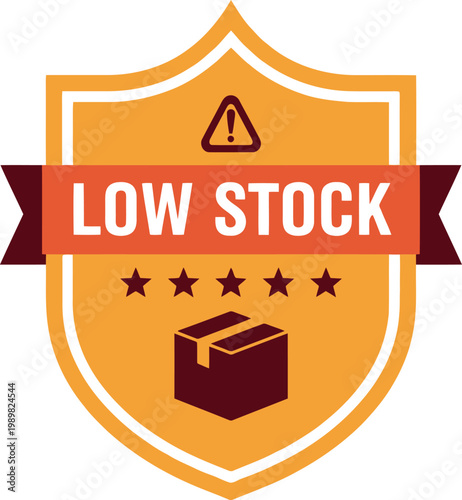 Low Stock Warning Badge Icon for Inventory Management and E-commerce Notifications