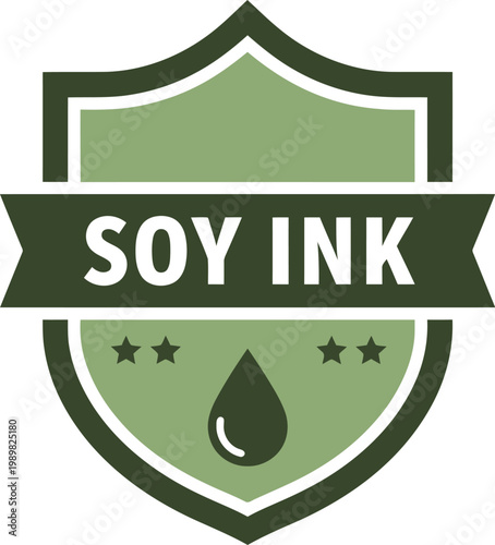 Eco-Friendly Soy Ink Badge Icon for Sustainable Printing and Green Packaging Design
