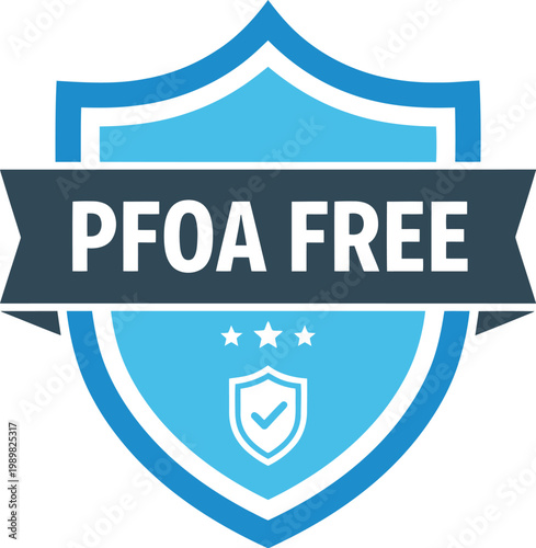 PFOA Free Badge Icon – Non-Toxic Chemical Free Guarantee Shield for Safe Products and Packaging