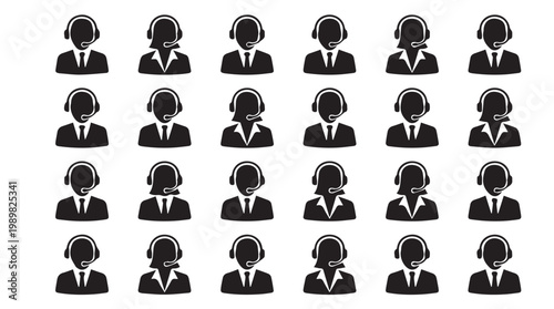 Many customer service representatives wearing headsets.