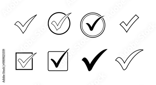 A collection of various checkmark icons on a white background