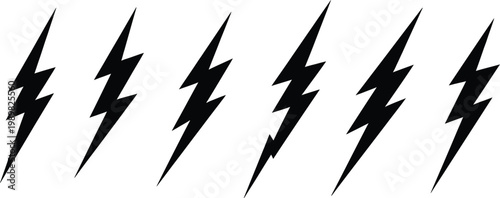 Black lightning bolts collection a dynamic and energetic illustration