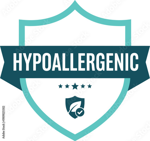 Hypoallergenic Badge Icon for Allergy-Free Products, Safe Certification Shield Label Vector