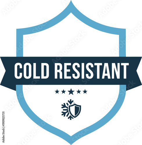 Cold Resistant Badge Icon with Shield and Snowflake for Product Labeling and Packaging Design