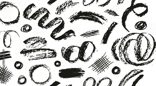 Abstract black and white brushstrokes a chaotic artistic expression