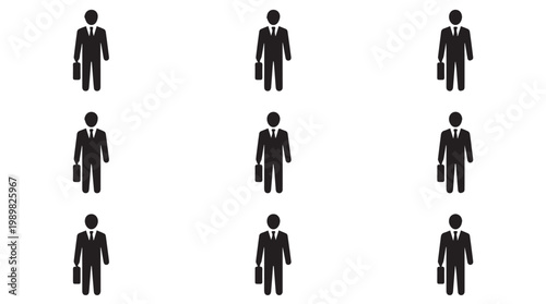 Nine identical businessman icons in a grid pattern.
