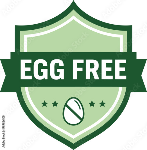 Green Egg Free Badge Icon for Allergy Safe Food Labels and Vegan Product Packaging Design
