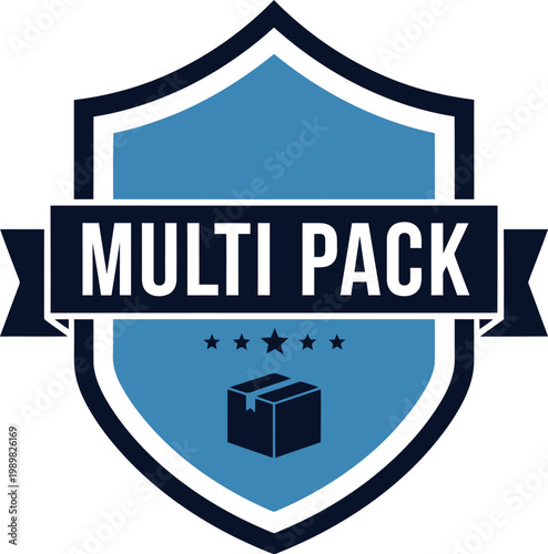 Blue Shield Multi Pack Badge Icon for Packaging and Bulk Product Promotions