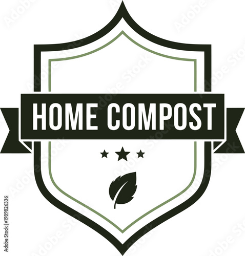 Eco-Friendly Home Compost Badge Icon for Sustainable Organic Waste Recycling and Green Living Initiatives