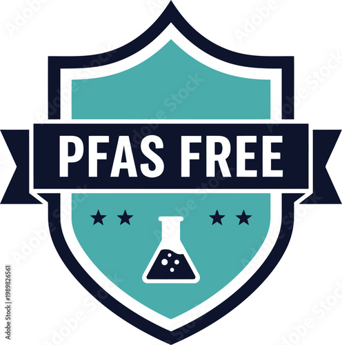 PFAS Free Badge Icon – Chemical Free Certification Shield for Safe Non-Toxic Products and Packaging