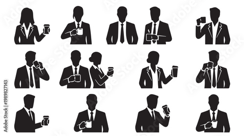 Business people icons with drinks.