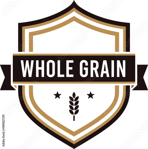Whole Grain Badge Icon – Healthy Food Label, Organic Product Emblem, Vector Design