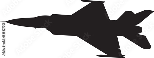 Military Fighter Jet Silhouette - Supersonic Aircraft Vector Illustration