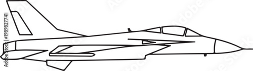 Military Fighter Jet Silhouette - Supersonic Aircraft Vector Illustration