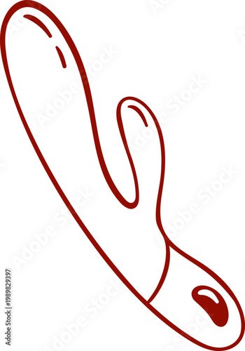 vibrator rabbit, adult toys for sex games, simple linear red icon for sex shop, doodle and sketch style