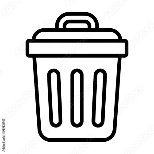 Vector of a simple trash can with a lid and handle