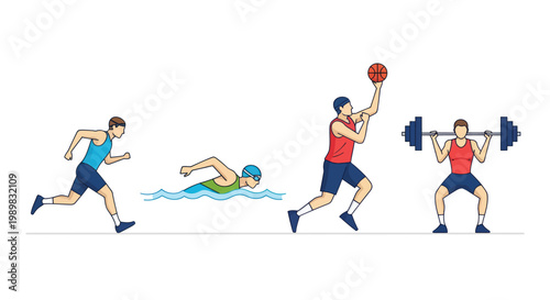 Athletes Engaging in Various Sports Activities.