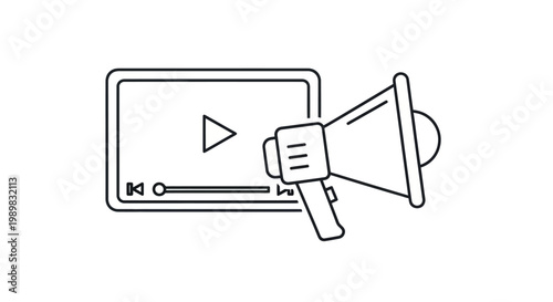 Megaphone in front of video player.