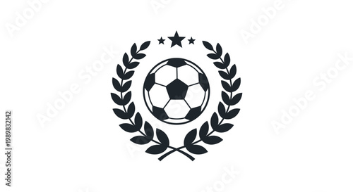 Soccer ball with laurel wreath logo.
