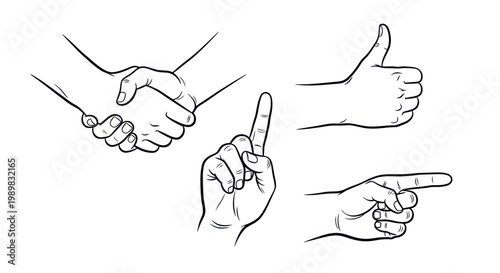 Hands making different gestures.