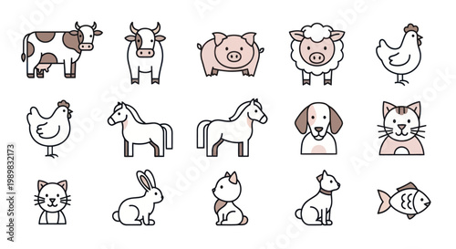 Variety of Farm and Domestic Animals.