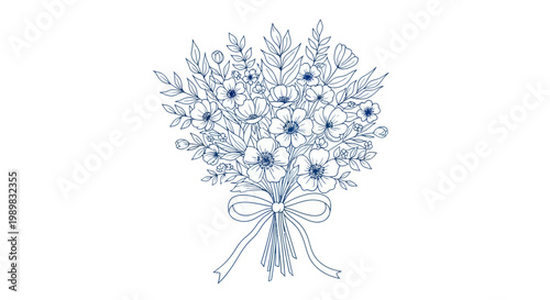 Fotografía Bouquet of white flowers tied.