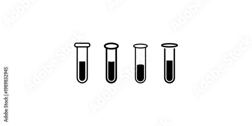 Medical test tubes with liquid levels icon set for laboratory science chemistry research and healthcare diagnosis medical equipment design illustrations