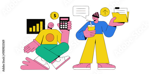 Business team managing budget and files in modern office environment with business process business management office work financial management business tools business people business planning