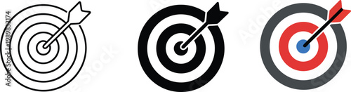 Target practice three variations of a dartboard with a dart