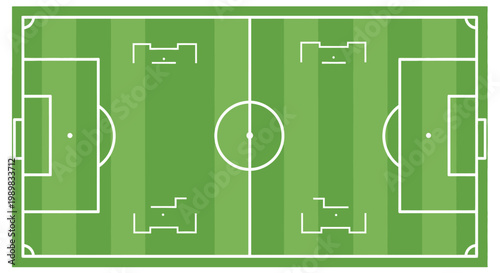 Top View of Green Soccer Football Field Pitch with Team Formations, Strategic Planning