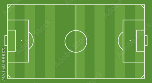 Top View of Empty Green Soccer Football Field Pitch, Ready for Game