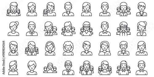 Collection of diverse cartoon portraits character design exploration