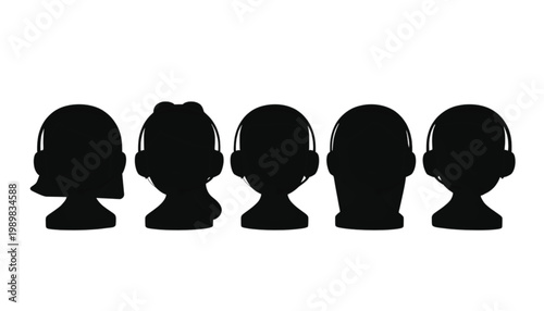 Customer service representatives wearing headsets are depicted as silhouettes in a row to symbolize a call center team providing professional support and communication services to global clients.