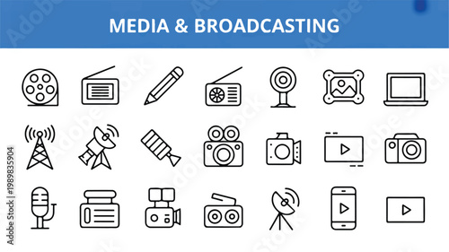 Media & Broadcasting Icons A Comprehensive Collection for Digital Communication and Content Creation