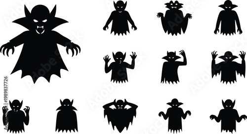 Vampire Silhouette Icon Collection Set