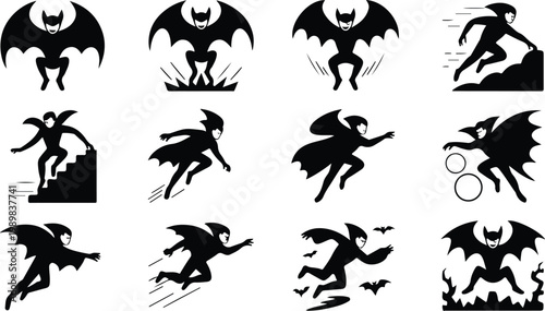 Vampire Silhouette Icon Collection Set